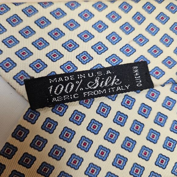 Oakton Ltd Men's Tie Blue, Cream, Red Executive Office 100% Silk - Picture 3 of 6